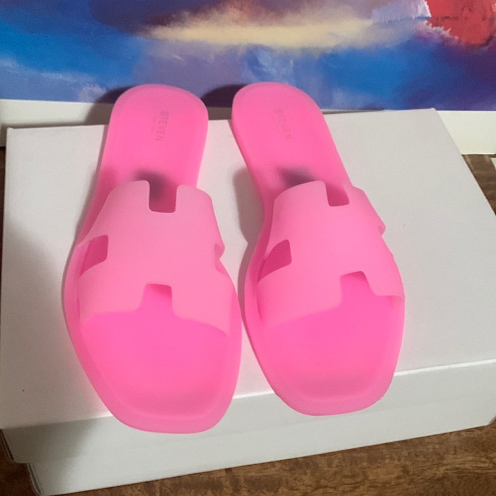 STEVEN , NEW YORK ANDRINA PINK JELLY SLIDE SANDAL SIZE 6 NWOT
